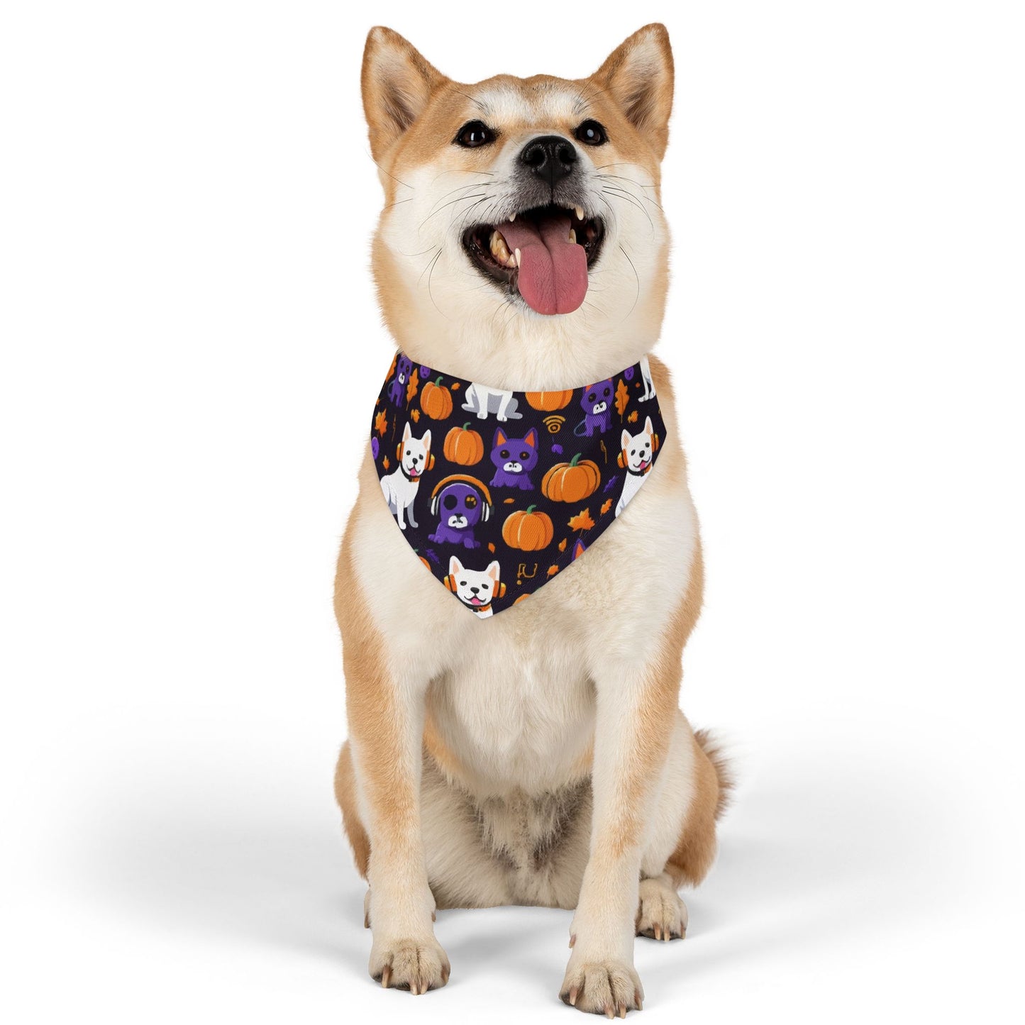 Halloween Pet Bandana Collar, Dog Costume Accessory, Fall Pet Apparel, Pumpkin Print Dog Scarf, Cute Dog Bandana for Dogs