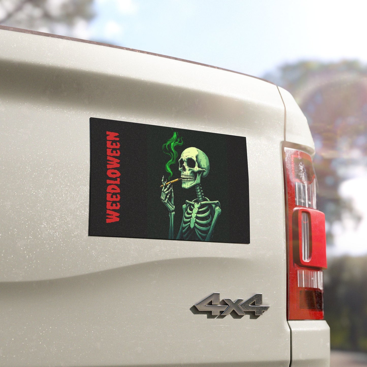 Weedloween Car Magnets | Fun Halloween Decor, Skull Magnet, Car Decor, Halloween Gifts, Skeleton Vibe