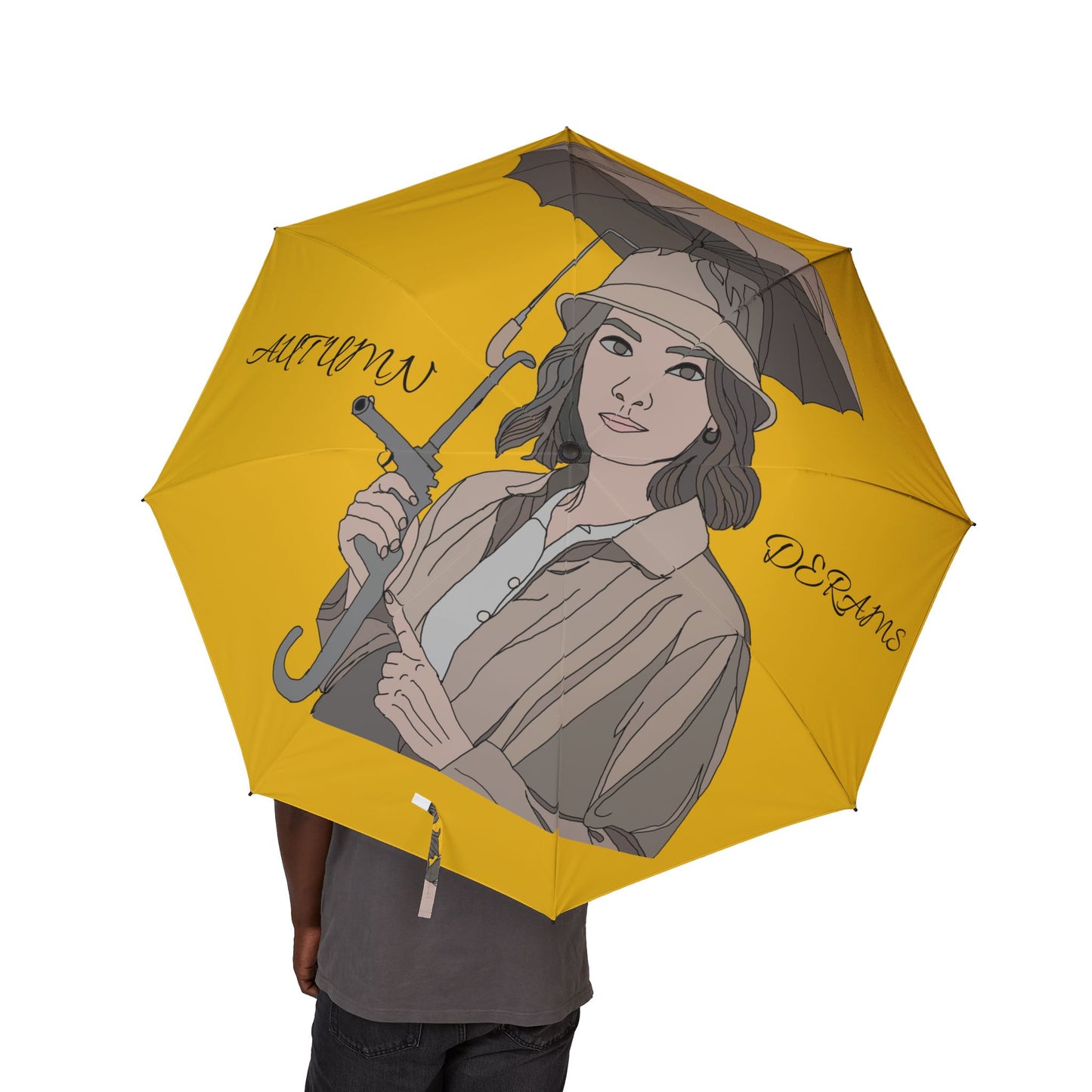 Chic Illustration Umbrella, Cute Rain Gear, Travel Essentials, Gift for Her, Artistic Accessories, Summer and Fall Fashion
