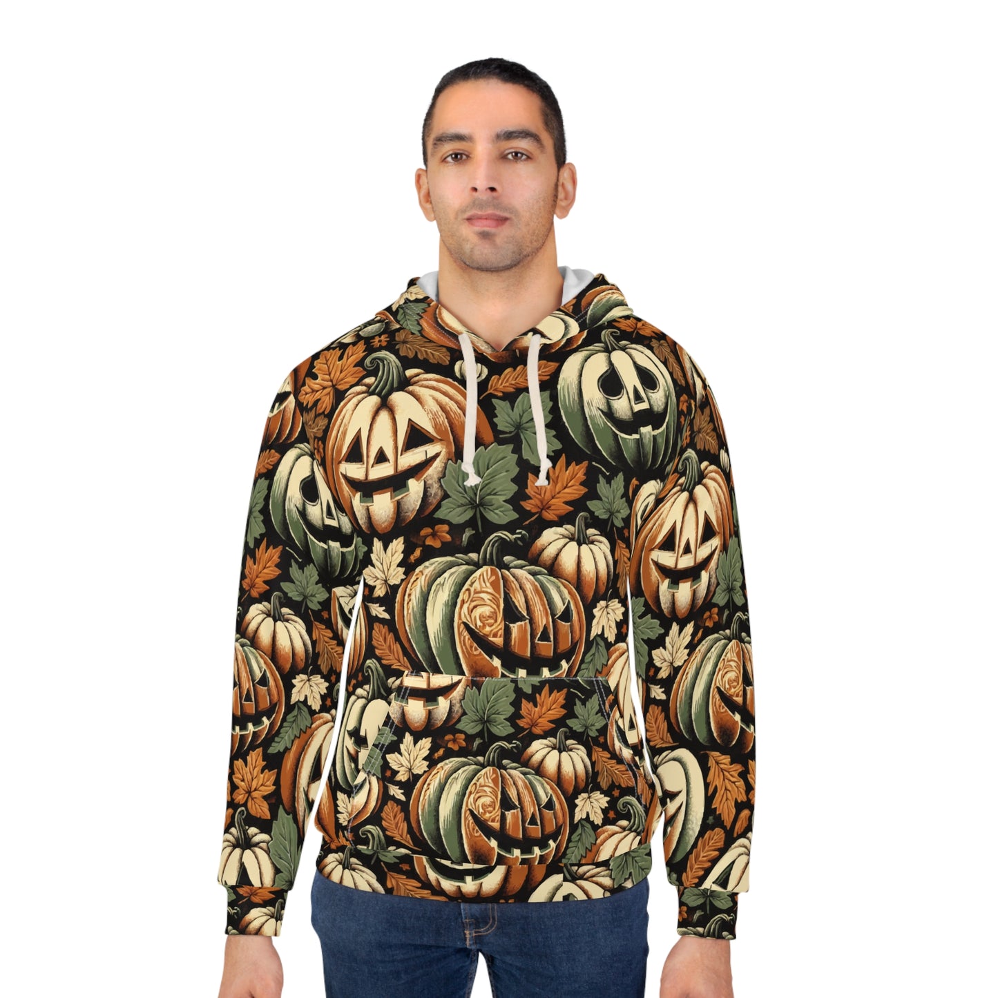 Halloween Pumpkin Hoodie, Cozy Pullover for Fall, Unisex Autumn Sweater, Perfect for Halloween Parties