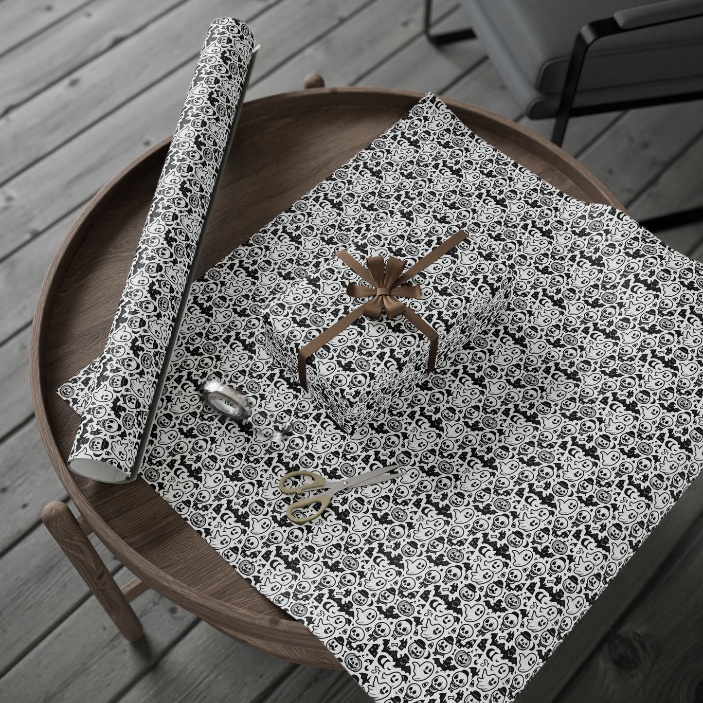 Stylish Wrapping Paper for Unique Gifts, Skull Print Gift Wrap, Halloween Party Supplies, Eco-Friendly Gift Wrapping, Home Decor Accent