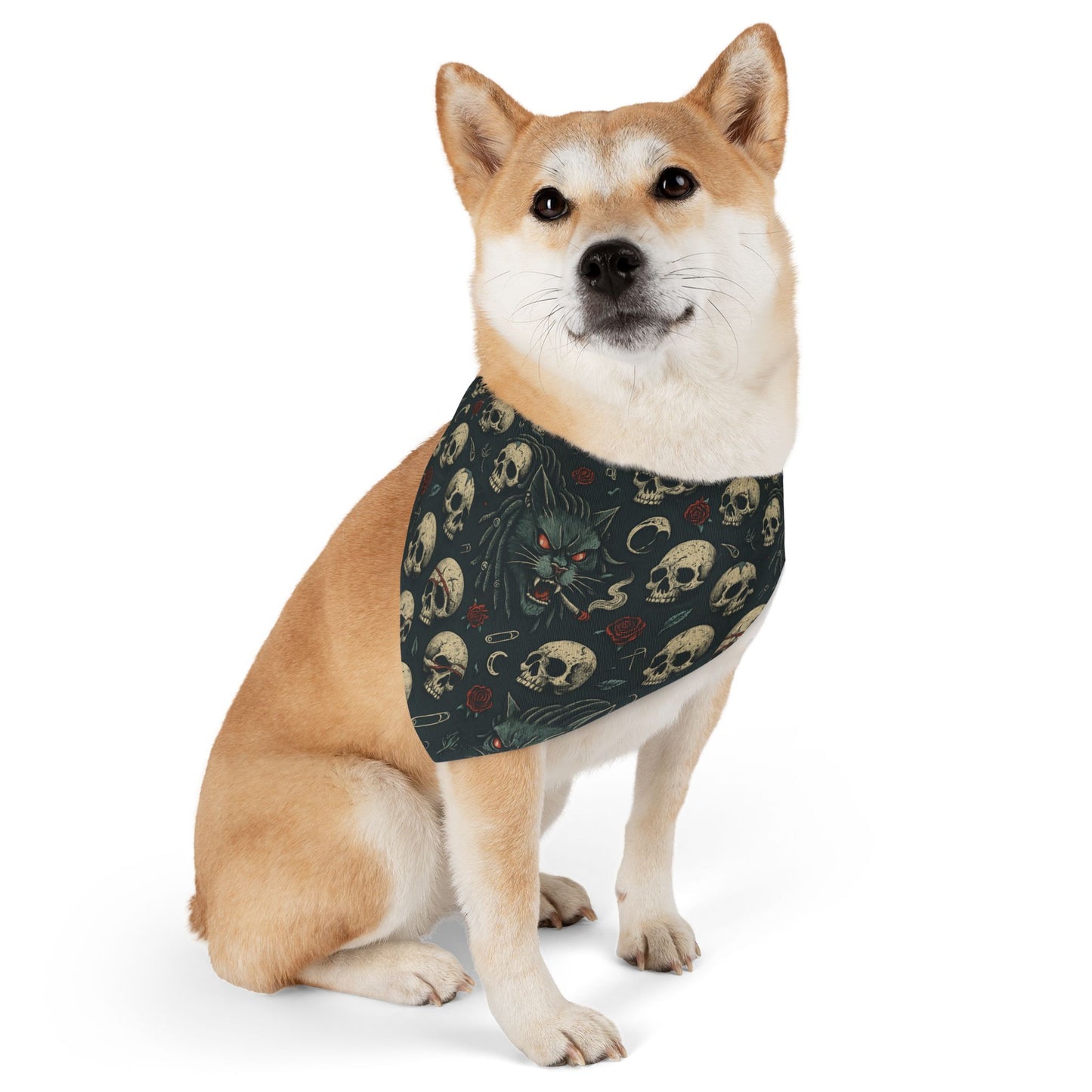 Gothic Pet Bandana, Skull Pattern Dog Accessory, Edgy Dog Fashion, Halloween Pet Wear, Unique Pet Gift