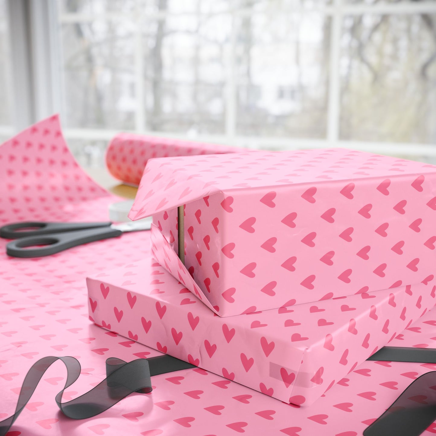 Valentine's Day Gift Wrap, Heart Pattern Wrapping Paper, Cute Pink Gift Wrap, Party Supplies, Birthday Wrapping Paper, Holiday Wrap