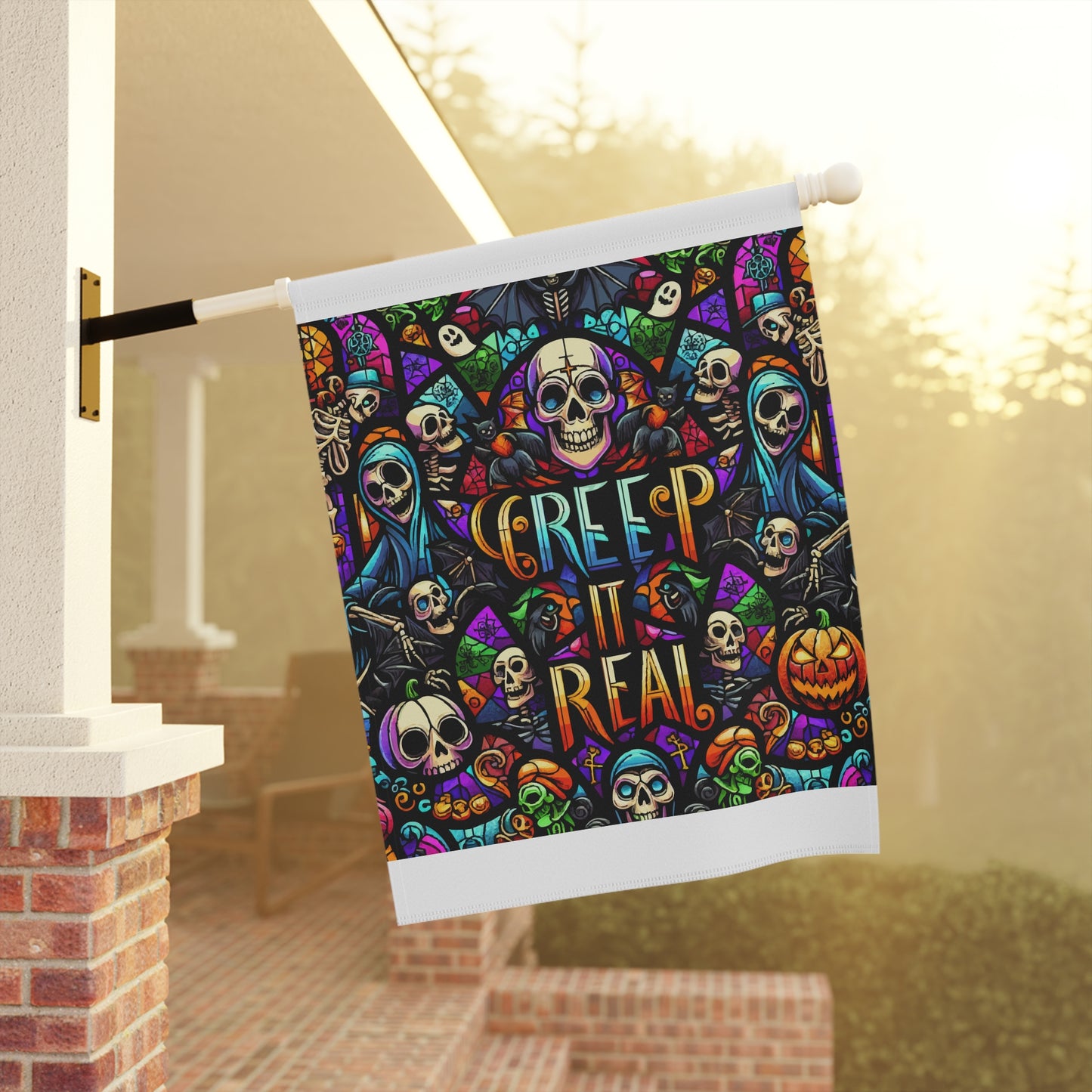 Spooky Garden Flag, Halloween Decor, Creepy Outdoor Banner, Skull Banner, Autumn Decorations, Yard Flag for Halloween