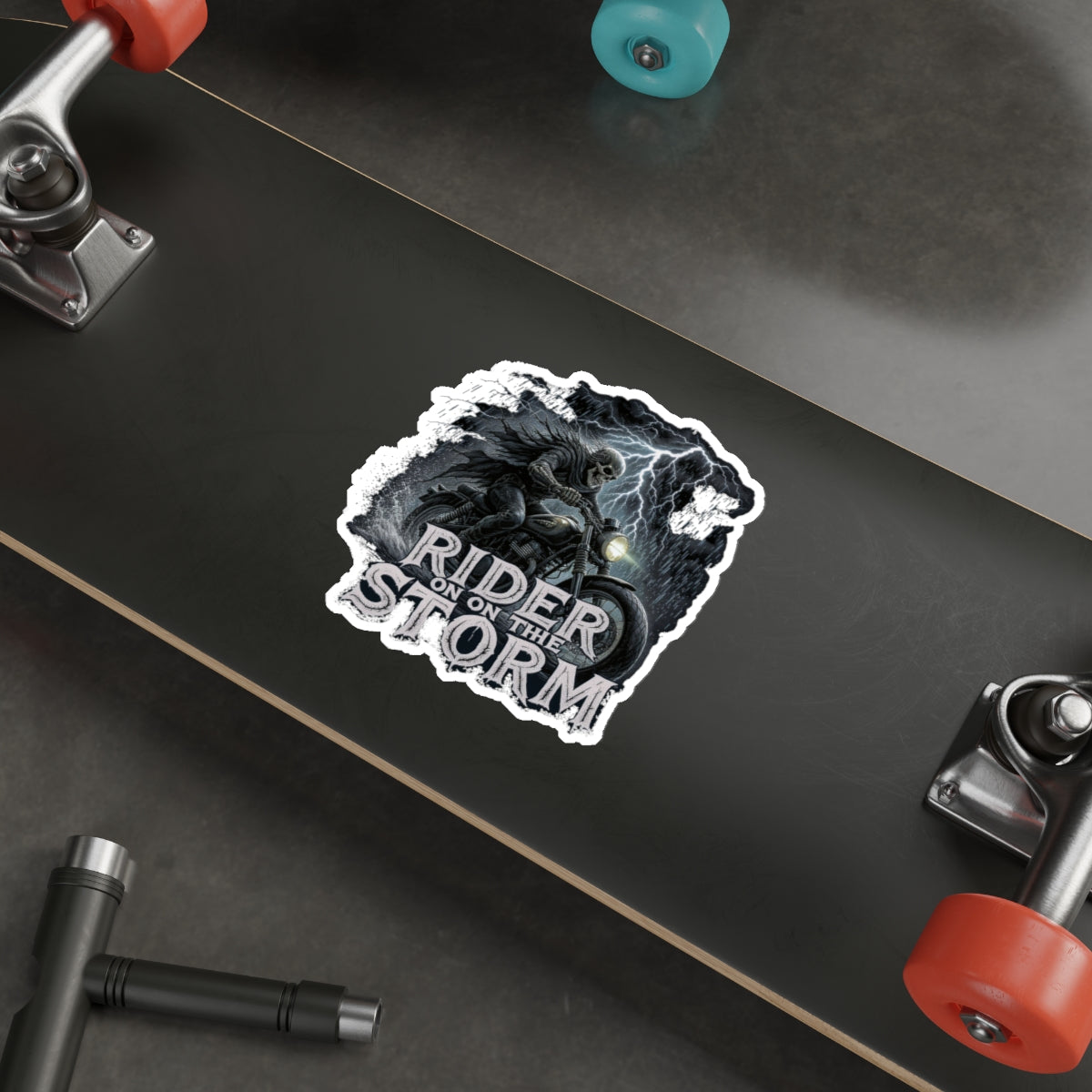 Rider on the Storm Die-Cut Stickers, Biker Decals, Motorcycle Stickers, Storm Aesthetic, Cool Laptop Decor