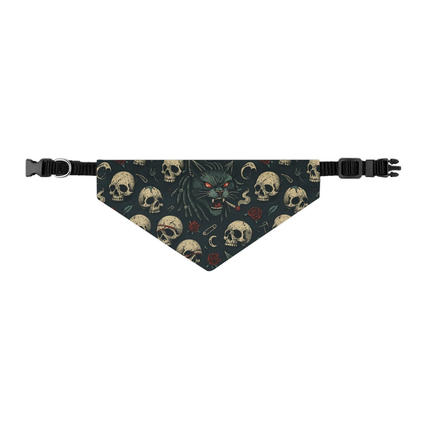 Gothic Pet Bandana, Skull Pattern Dog Accessory, Edgy Dog Fashion, Halloween Pet Wear, Unique Pet Gift
