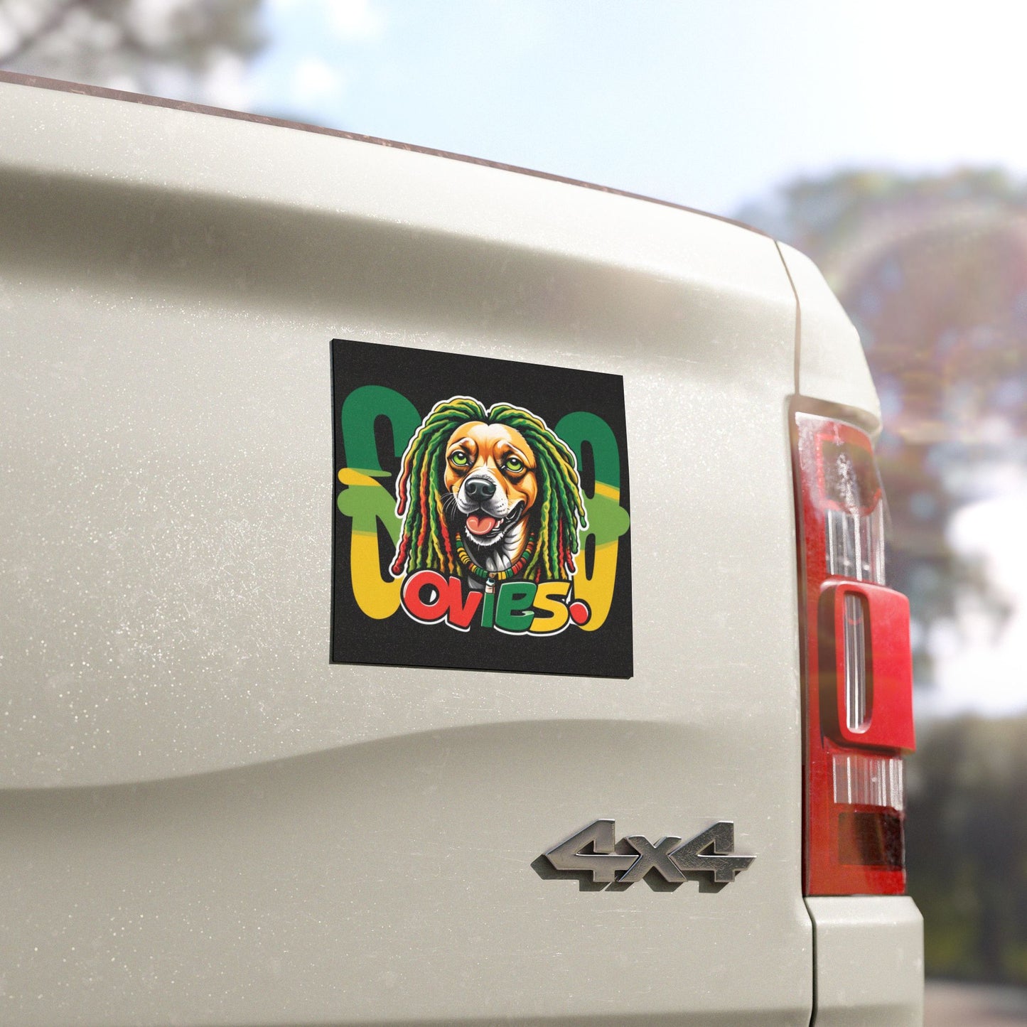 Rasta Dog Car Magnet, Fun Dog Lover Gift, Car Decor for Pet Owners, Rasta Vibes Magnet, Animal Lover Gift