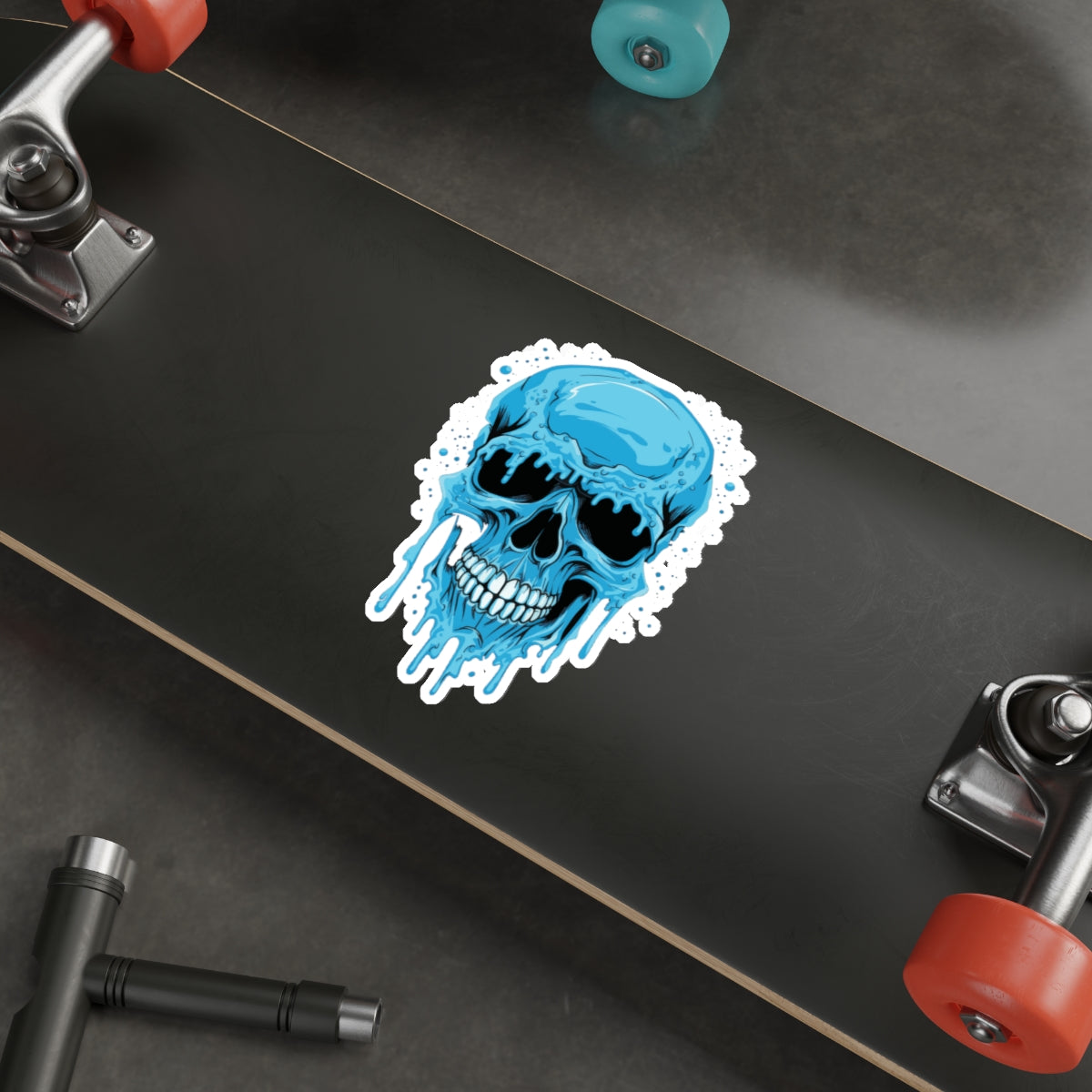 Cool Blue Skull Die-Cut Stickers, Edgy Stickers for Laptop, Car Decals, Halloween Party Decor, Gift for Teens