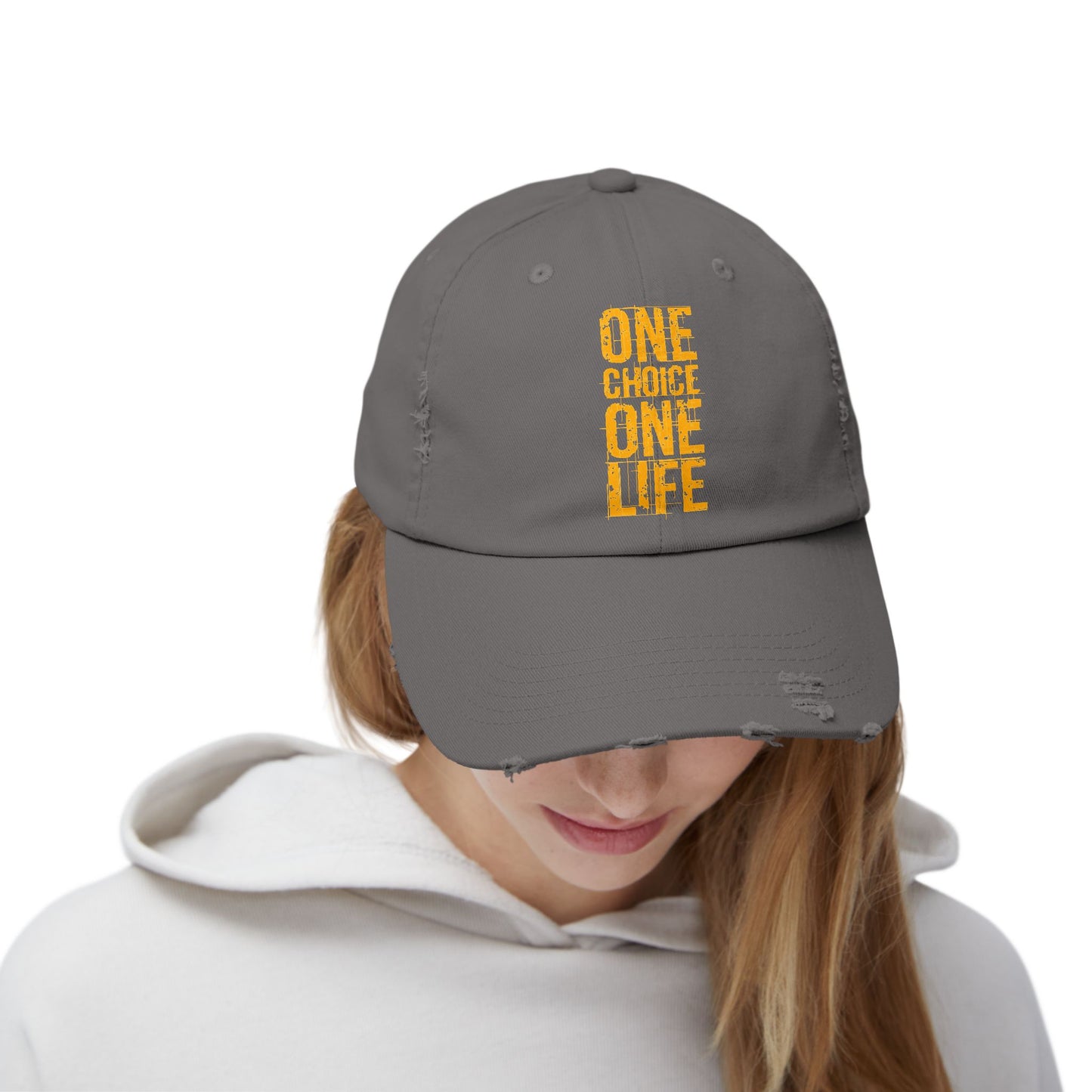 Unisex Distressed Cap - Motivational Hat, Everyday Wear, Casual Style, Gift for Friends, Trendy Cap, One Life Design