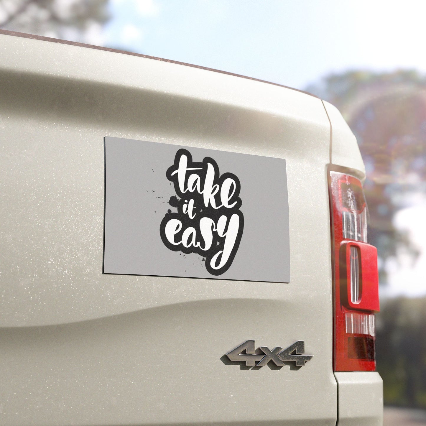 Take It Easy Car Magnet – Fun Auto Decor, Gift for Drivers, Road Trip Decal, Inspirational Vehicle Magnet, Easygoing Vibes