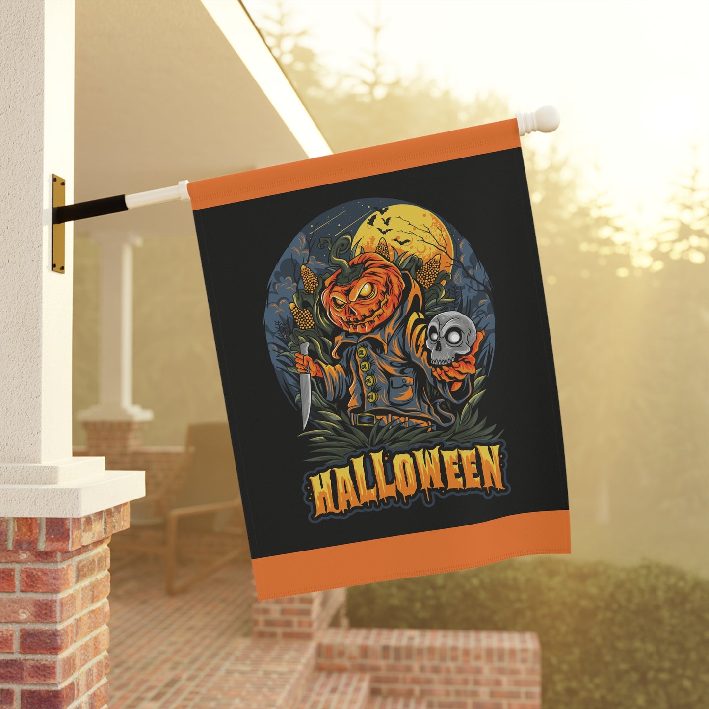 Halloween Garden Banner, Autumn Decor, Pumpkin Flag, Outdoor Halloween Decoration, Festive Yard Sign