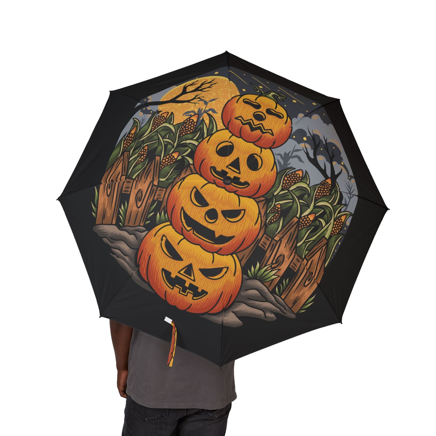 Halloween Pumpkin Design Umbrella | Foldable Rain Gear for Autumn, Cute Gift for Kids and Adults, Fun Outdoor Accessory