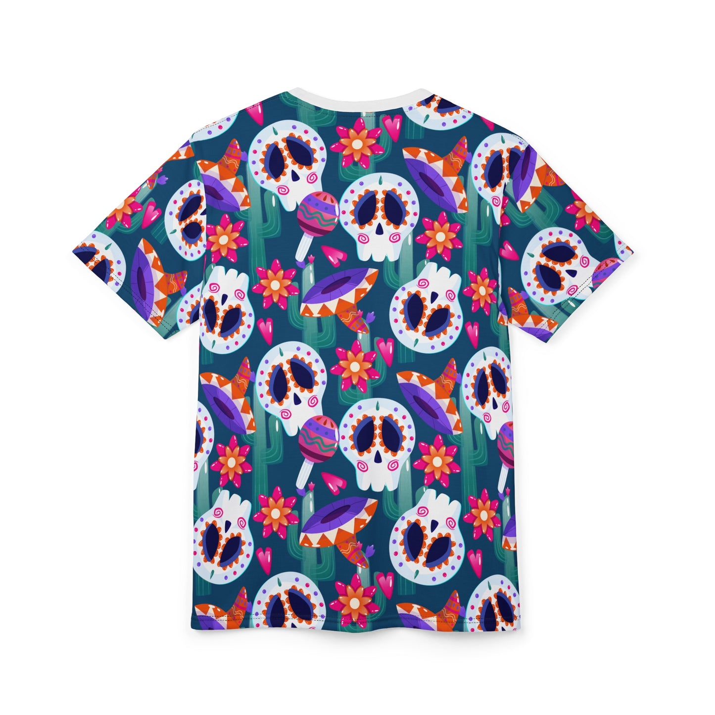 Colorful Skull Print Unisex Tee, Boho Shirt, Festival Wear, Day of the Dead Apparel, Edgy Fashion T-Shirt