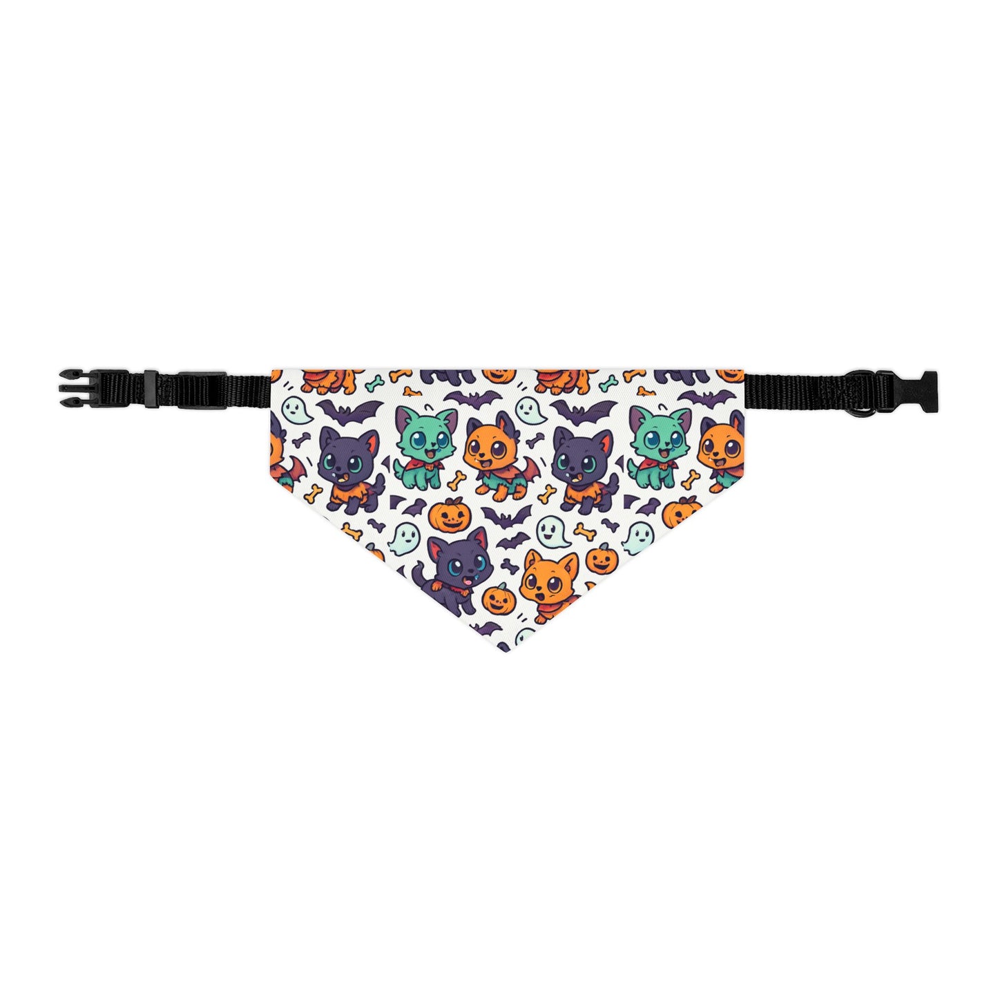 Halloween Pet Bandana Collar | Cute Cat and Pumpkin Design for Dogs, Pet Costume Accessory, Fall Celebration Gear, Trick or Treat Bandana
