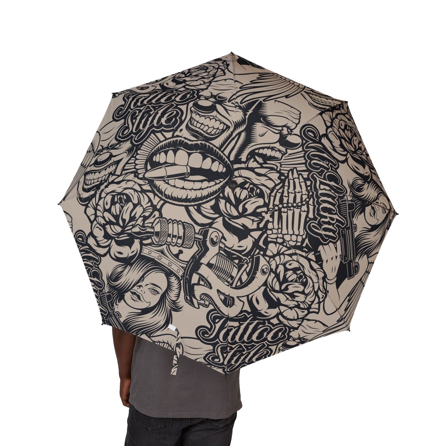 Stylish Foldable Umbrella with Artistic Design, Compact Travel Umbrella, Unique Gifts for Rainy Days, Fashionable Rain Gear