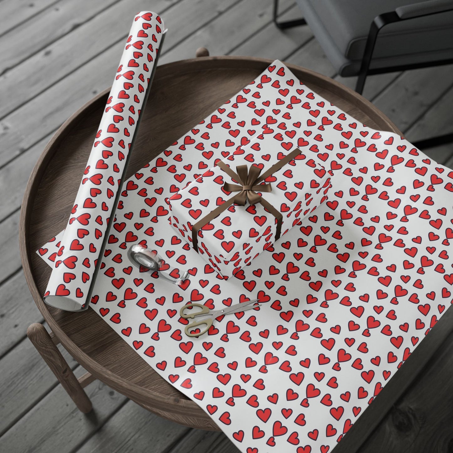 Festive Heart Wrapping Paper, Valentine's Gift Wrap, Love Bows, Holiday Decor, Cute Gift Packaging, Party Supplies