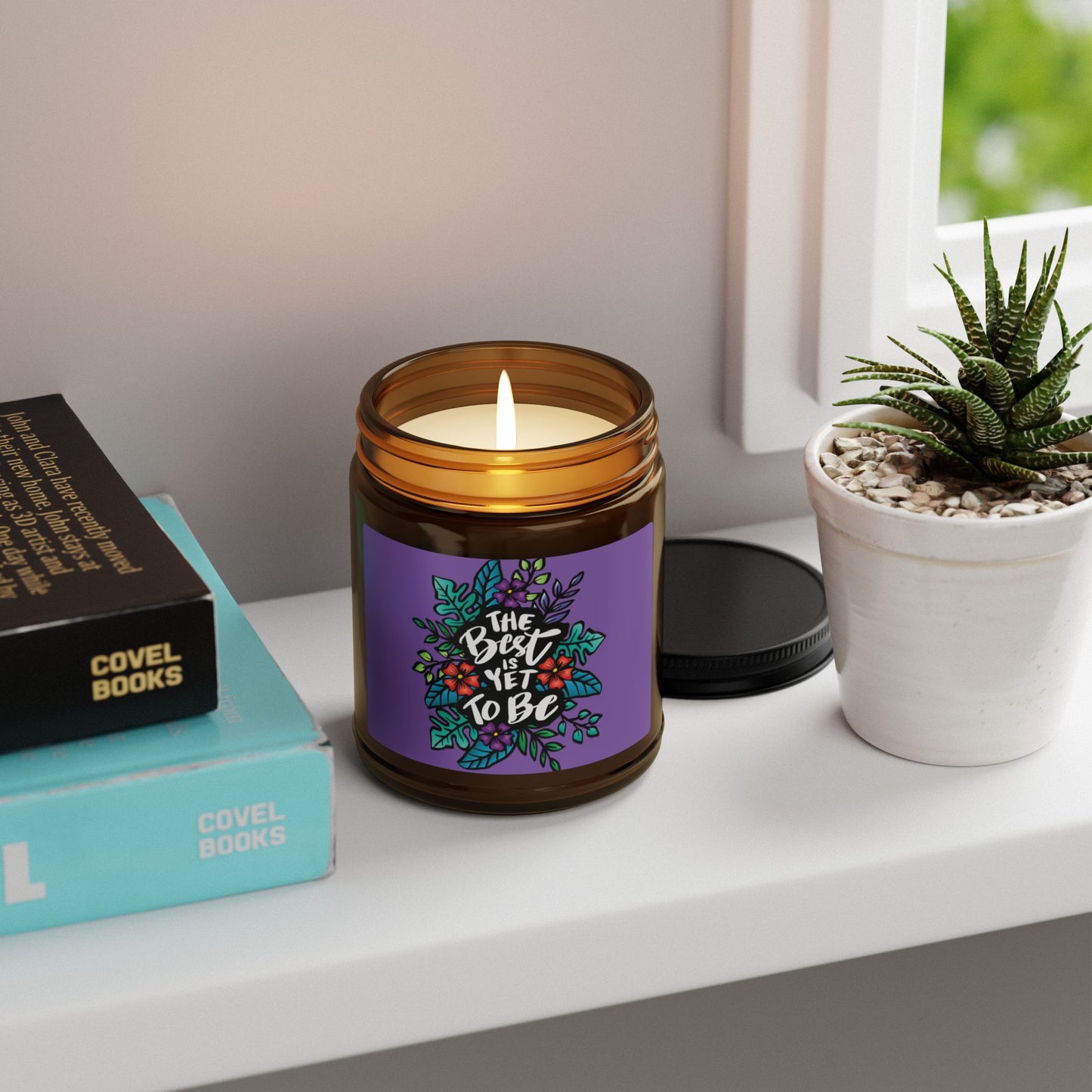Scented Soy Candle with Floral Design