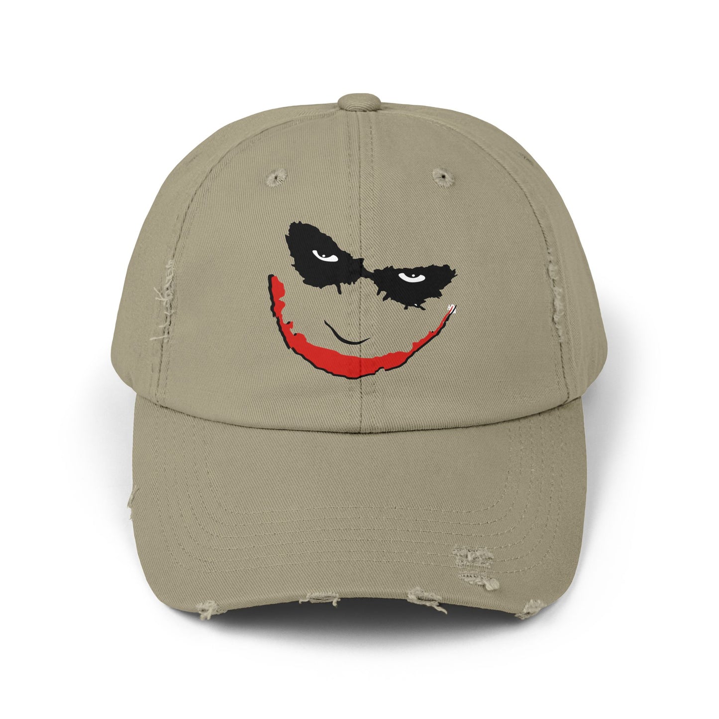 Distressed Joker Cap - Unisex Adjustable Hat for Casual Wear, Halloween, Comic Con, Gift for Fans, Vintage Style