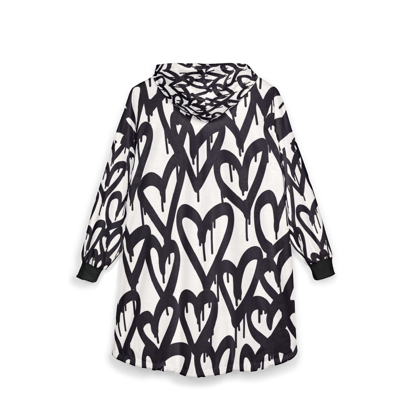 Cozy Hooded Blanket with Heart Design