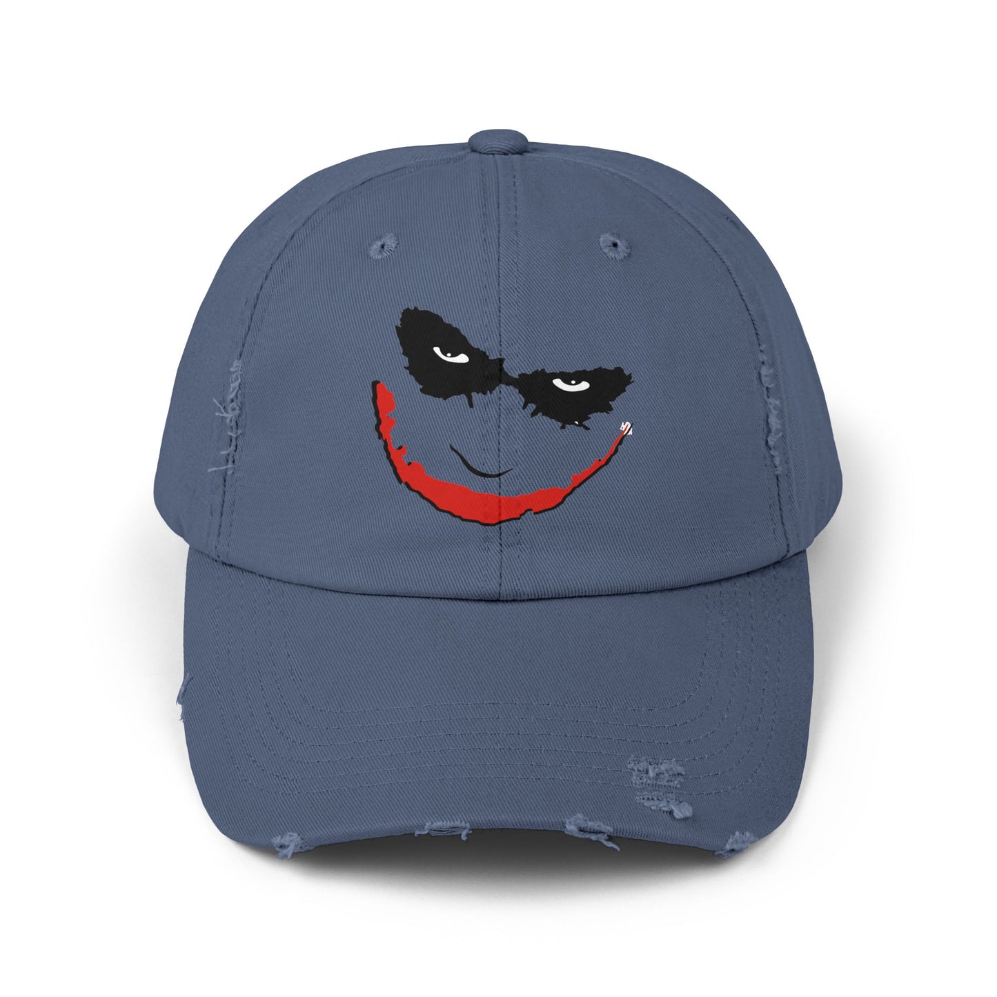 Distressed Joker Cap - Unisex Adjustable Hat for Casual Wear, Halloween, Comic Con, Gift for Fans, Vintage Style