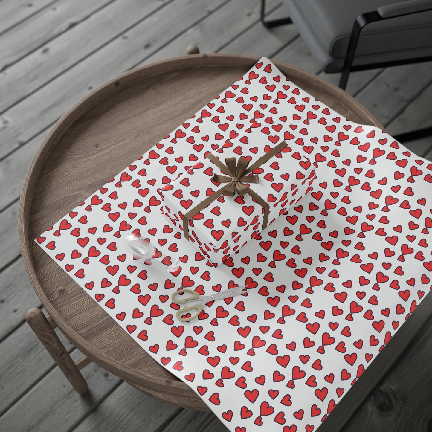 Festive Heart Wrapping Paper, Valentine's Gift Wrap, Love Bows, Holiday Decor, Cute Gift Packaging, Party Supplies