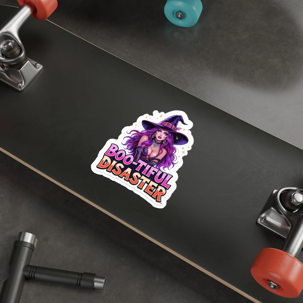 Boo-tiful Disaster Die-Cut Stickers, Halloween Decor, Witch Stickers, Spooky Gift, Laptop, Water Bottle, Home Decor