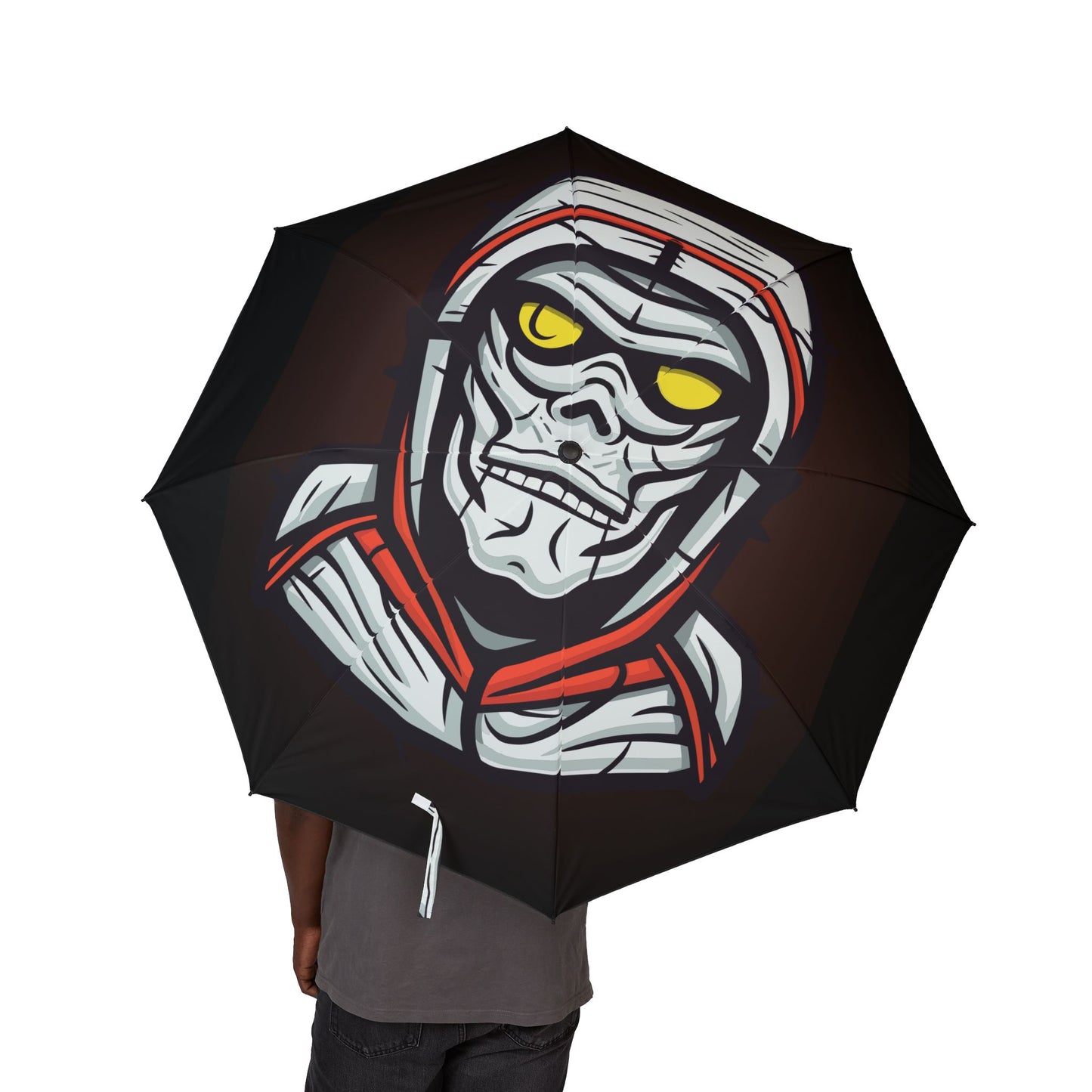 Urban Skull Graphic Umbrella | Unique Rain Gear, Stylish Foldable Umbrella, Gift for Him, Halloween Accessory, Gothic Gift