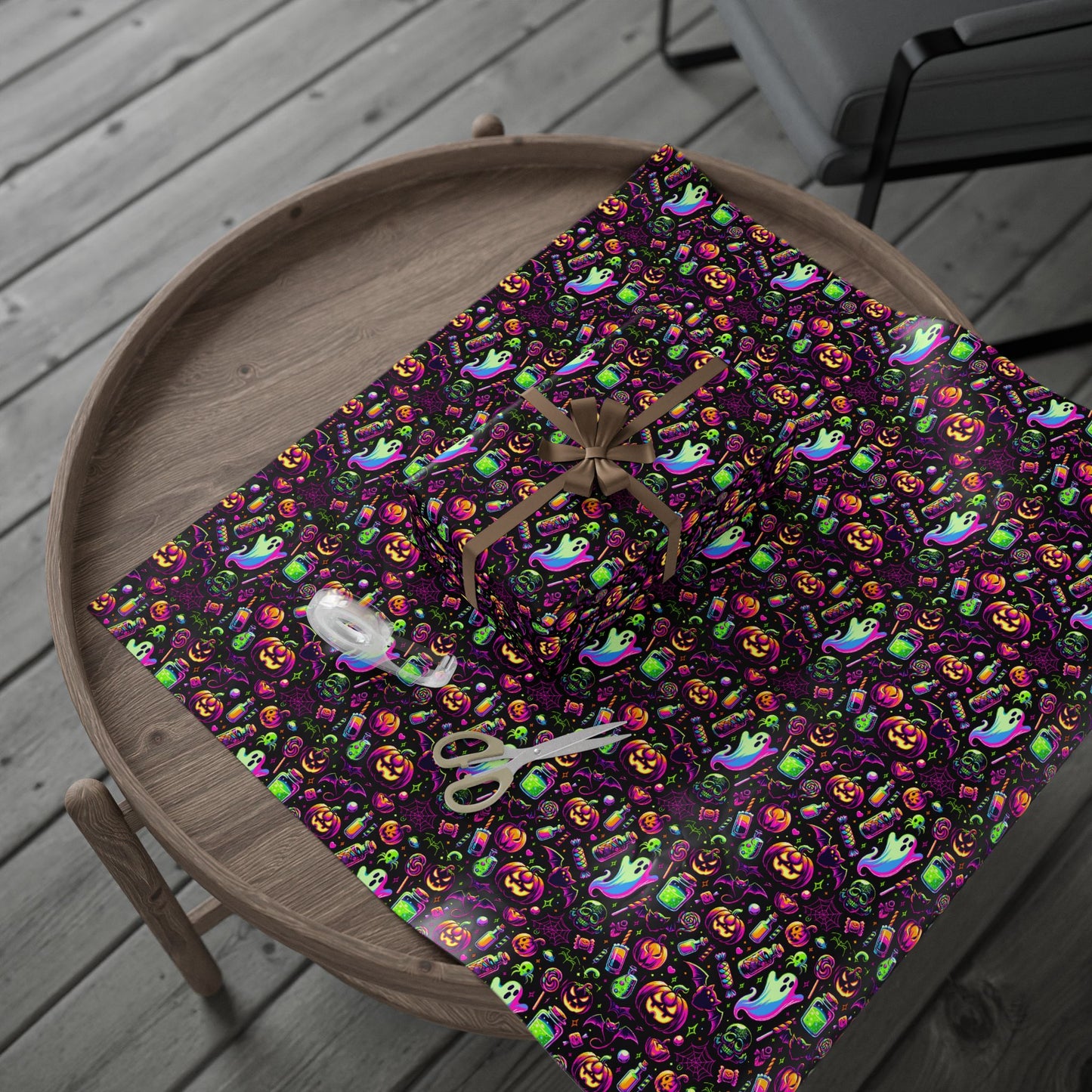 Vibrant Halloween Wrapping Paper, Colorful Gift Wrap for Birthdays, Parties, and Holidays, Unique Patterns and Designs