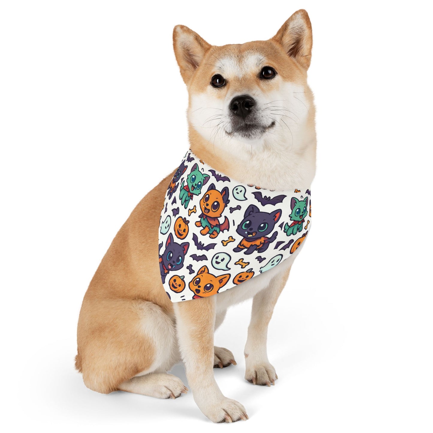 Halloween Pet Bandana Collar | Cute Cat and Pumpkin Design for Dogs, Pet Costume Accessory, Fall Celebration Gear, Trick or Treat Bandana