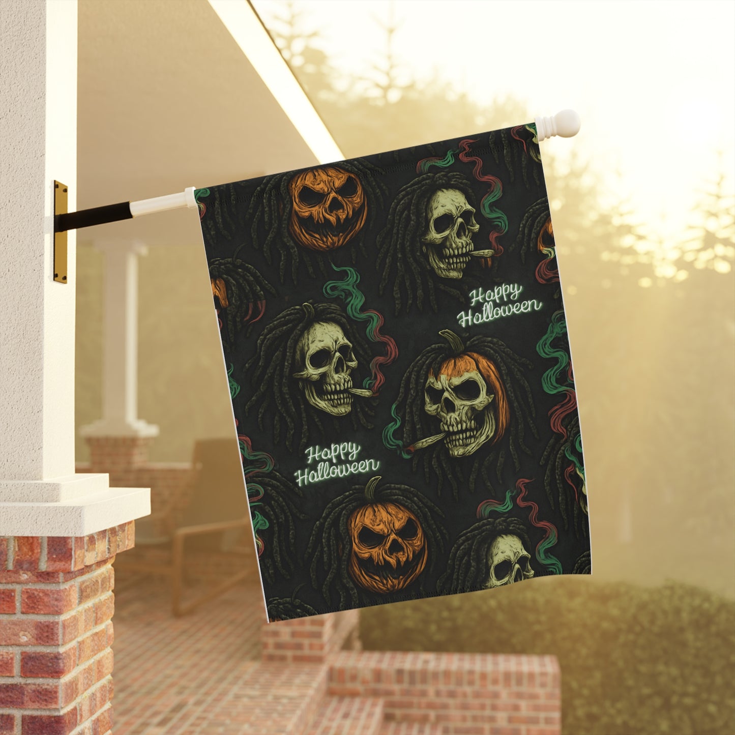 Halloween Garden Banner, Spooky Yard Decoration, Pumpkin & Skull Decor, Outdoor Halloween Decor, Fall Home Accents