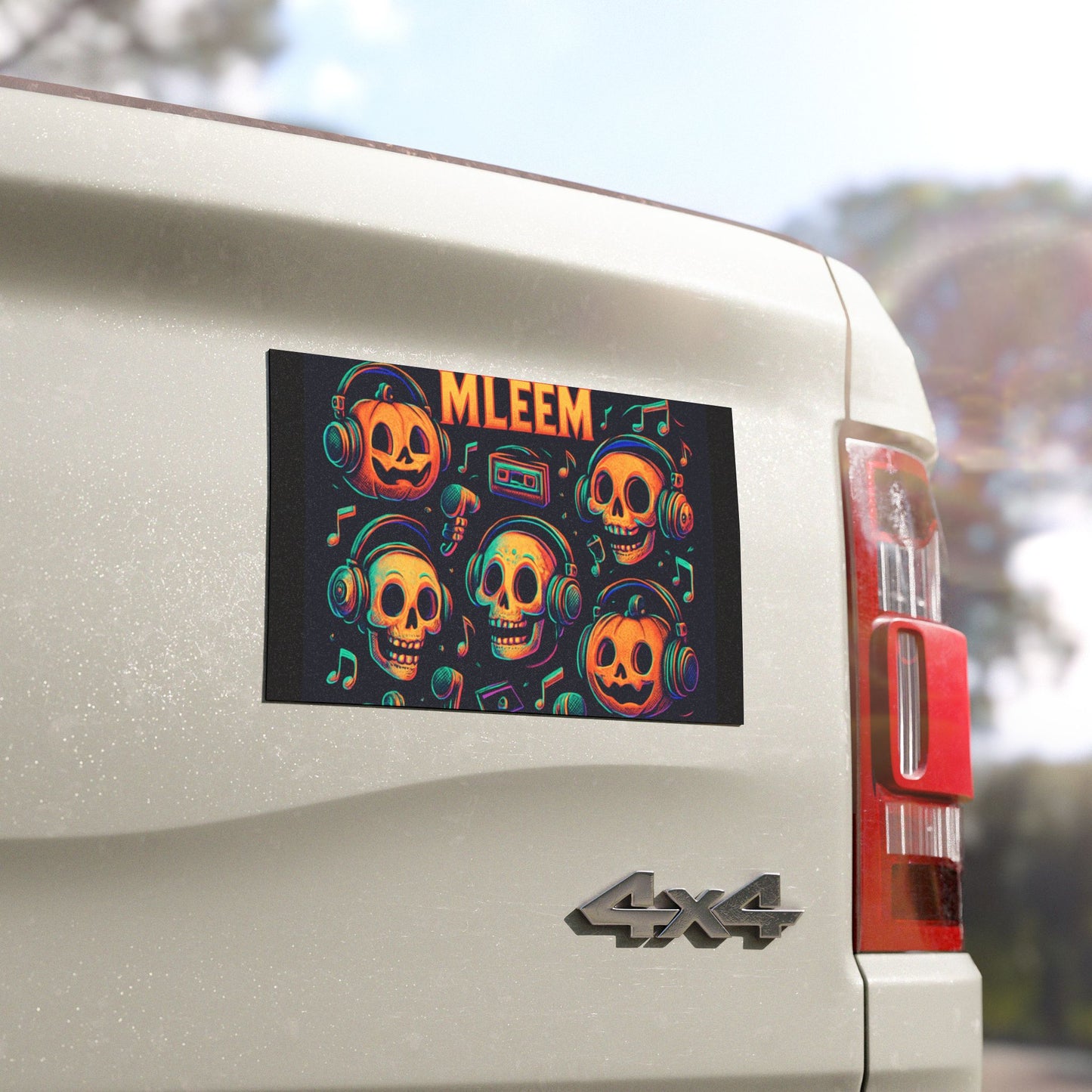 Vibrant Halloween Car Magnets, Fun Decor for Cars, Unique Gifts for Spooky Season, Skull and Pumpkin Design, Music Lover's Gift