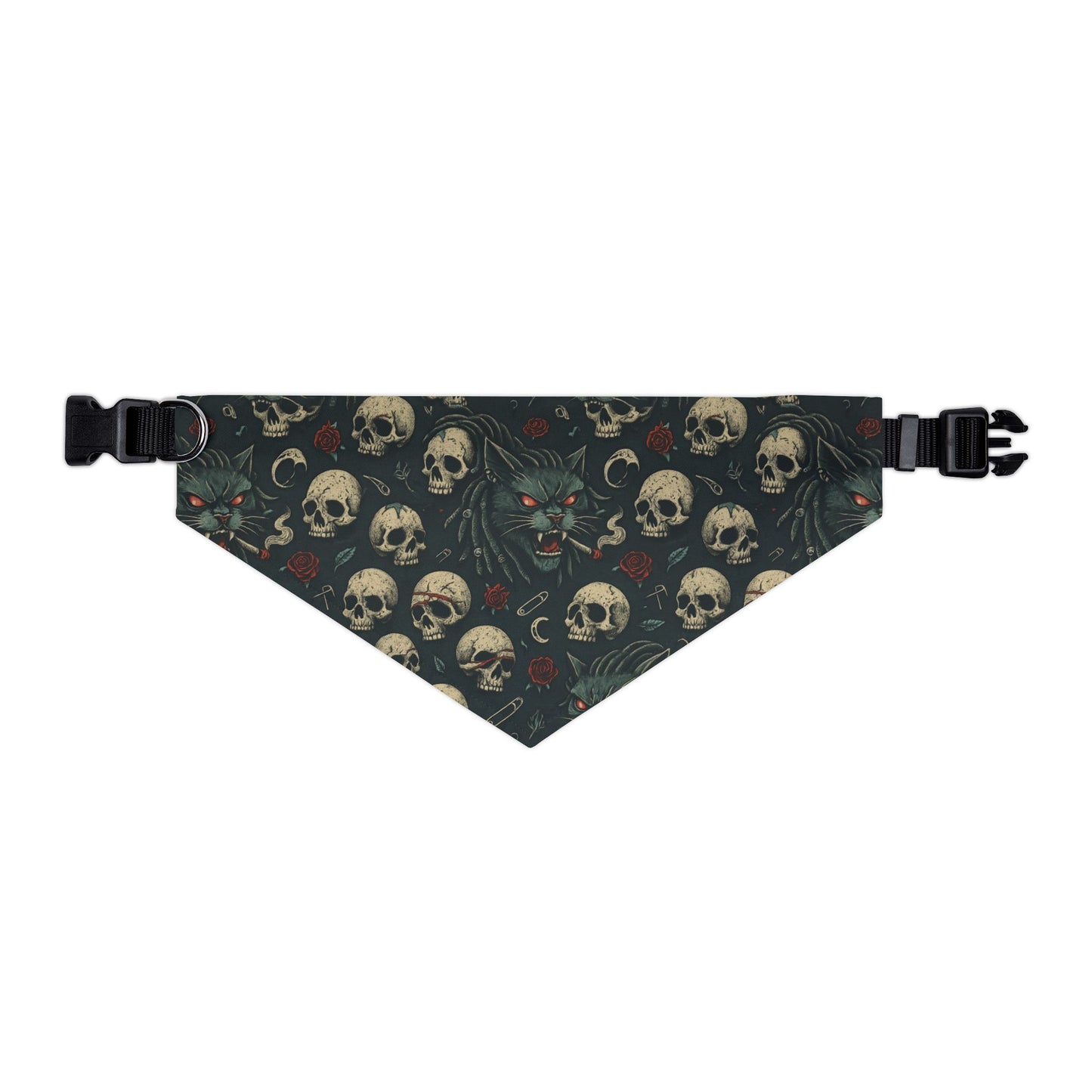 Gothic Pet Bandana, Skull Pattern Dog Accessory, Edgy Dog Fashion, Halloween Pet Wear, Unique Pet Gift