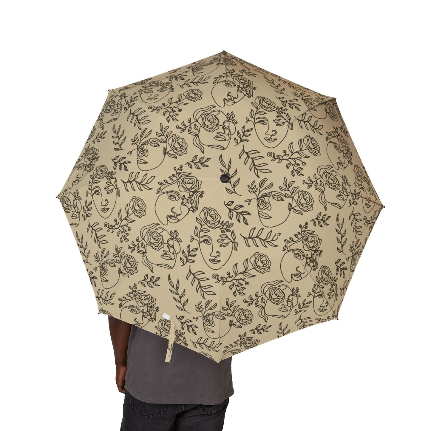Floral Design Semi-Automatic Foldable Umbrella, Stylish Rain Gear, Travel Umbrella, Gift for Her, Unique Weather Accessory