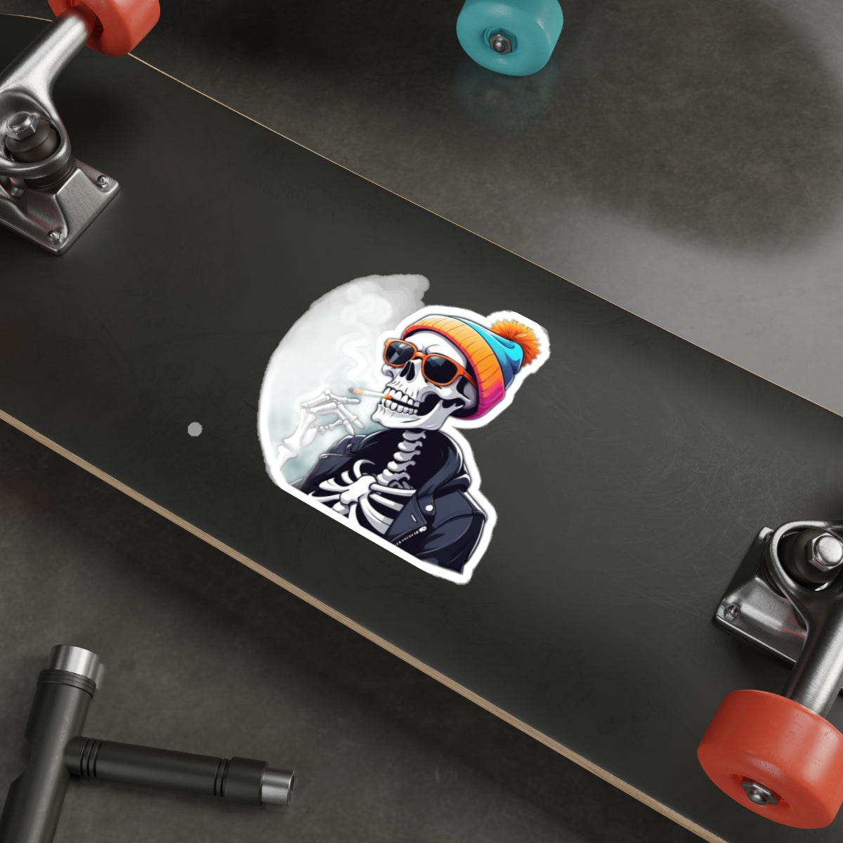 Chill Skeleton Die-Cut Stickers - Cool Vibes for Laptops, Water Bottles, and More - Perfect for Halloween, Parties, or Daily Fun!