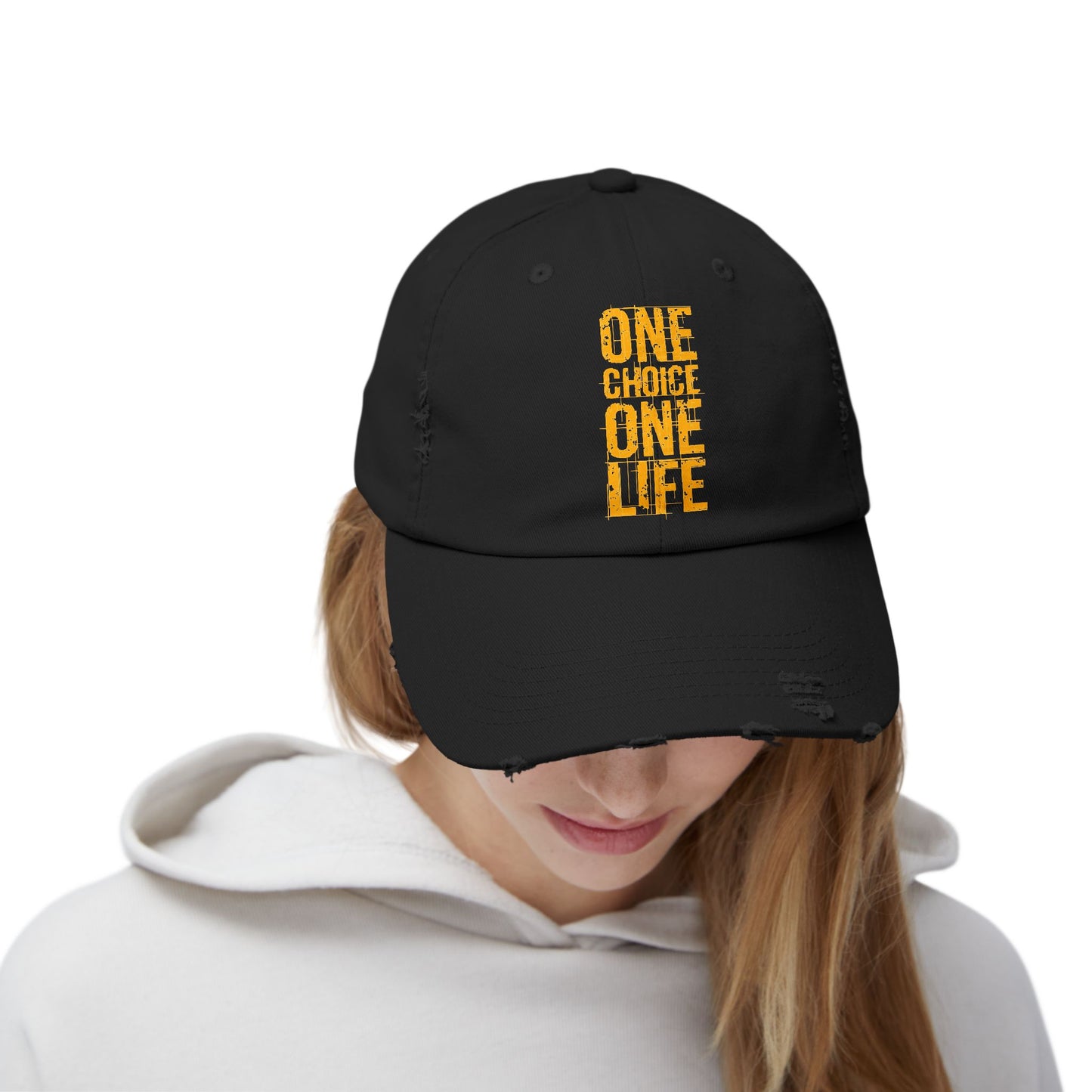 Unisex Distressed Cap - Motivational Hat, Everyday Wear, Casual Style, Gift for Friends, Trendy Cap, One Life Design