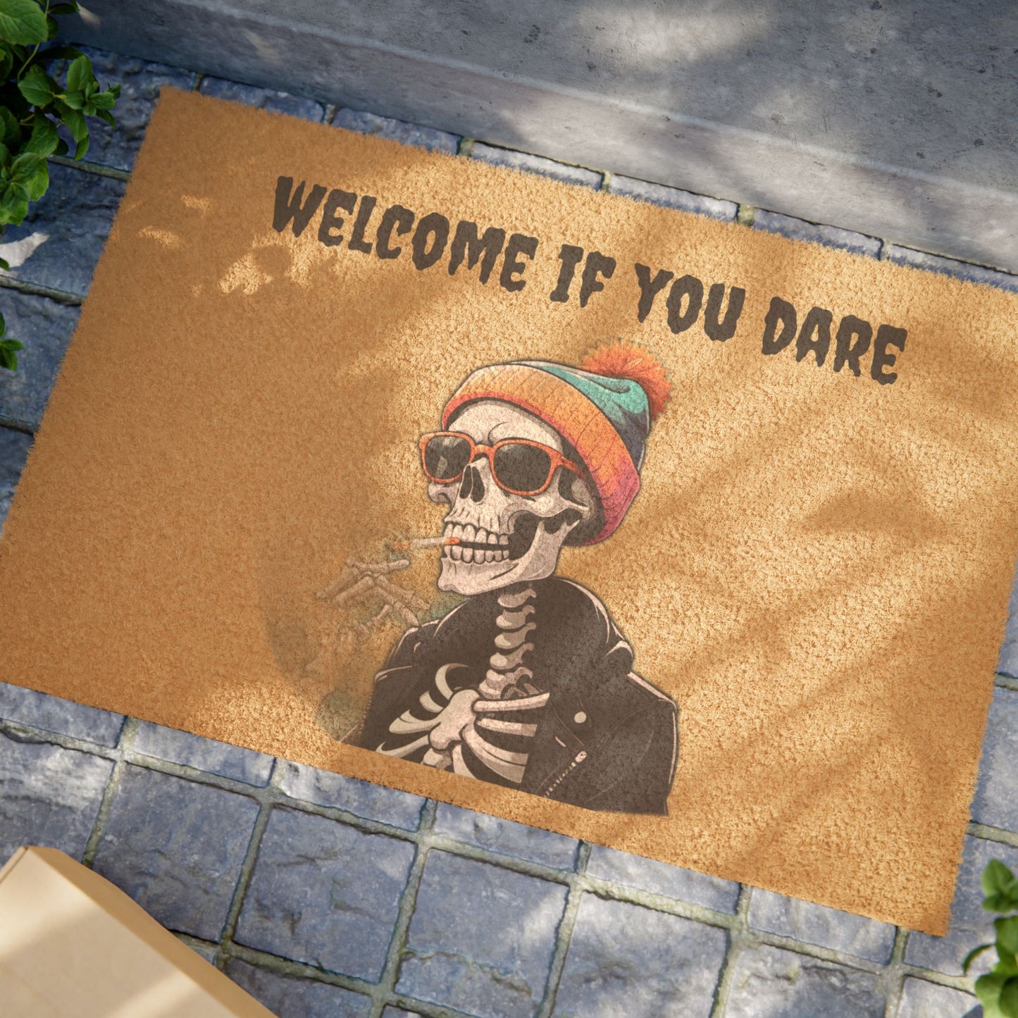 Skull Welcome Doormat, Halloween Door Mat, Spooky Home Decor, Quirky Entryway Rug, Funny Housewarming Gift