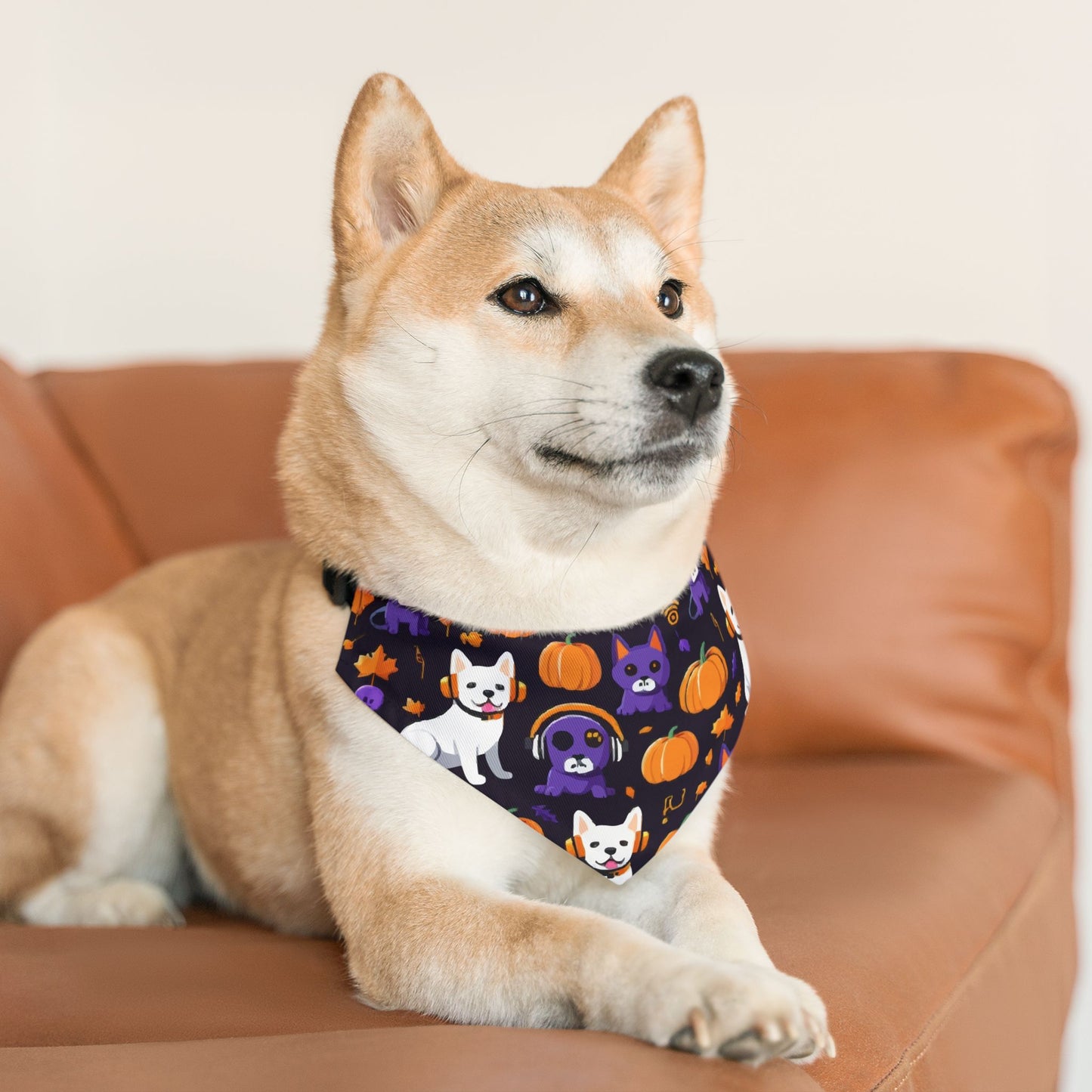 Halloween Pet Bandana Collar, Dog Costume Accessory, Fall Pet Apparel, Pumpkin Print Dog Scarf, Cute Dog Bandana for Dogs