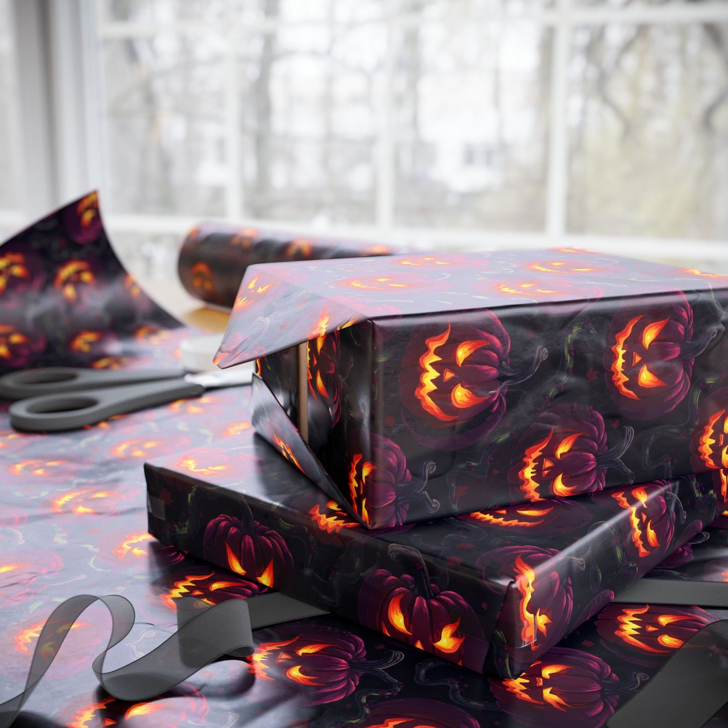 Halloween Themed Wrapping Paper, Festive Gift Wrap, Spooky Gift Wrap for Fall, Pumpkin Gift Wrap, Holiday Wrapping Sheets