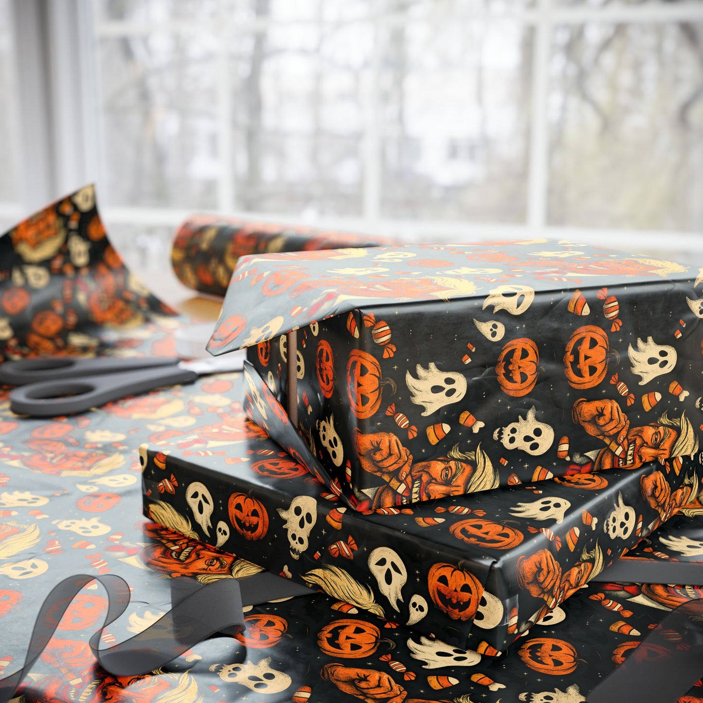 Festive Wrapping Paper for Halloween, Holiday Gift Wrap, Spooky Themed Paper, Trick-or-Treat Wrapping, Unique Present Decor