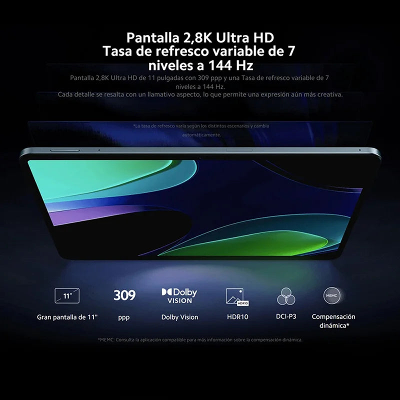 Global Version Xiaomi Pad 6 Tablet 11-inch 128GB 256GB Snapdragon 870 Processor 144Hz WQHD+ 8840mAh 33W Fast Charging Tablet