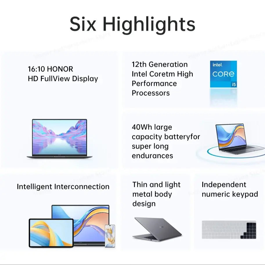 Honor Laptop MagicBook X16 ,16 "Intel Core i5-12450H 16GB 512GB SSD IPS Win 11