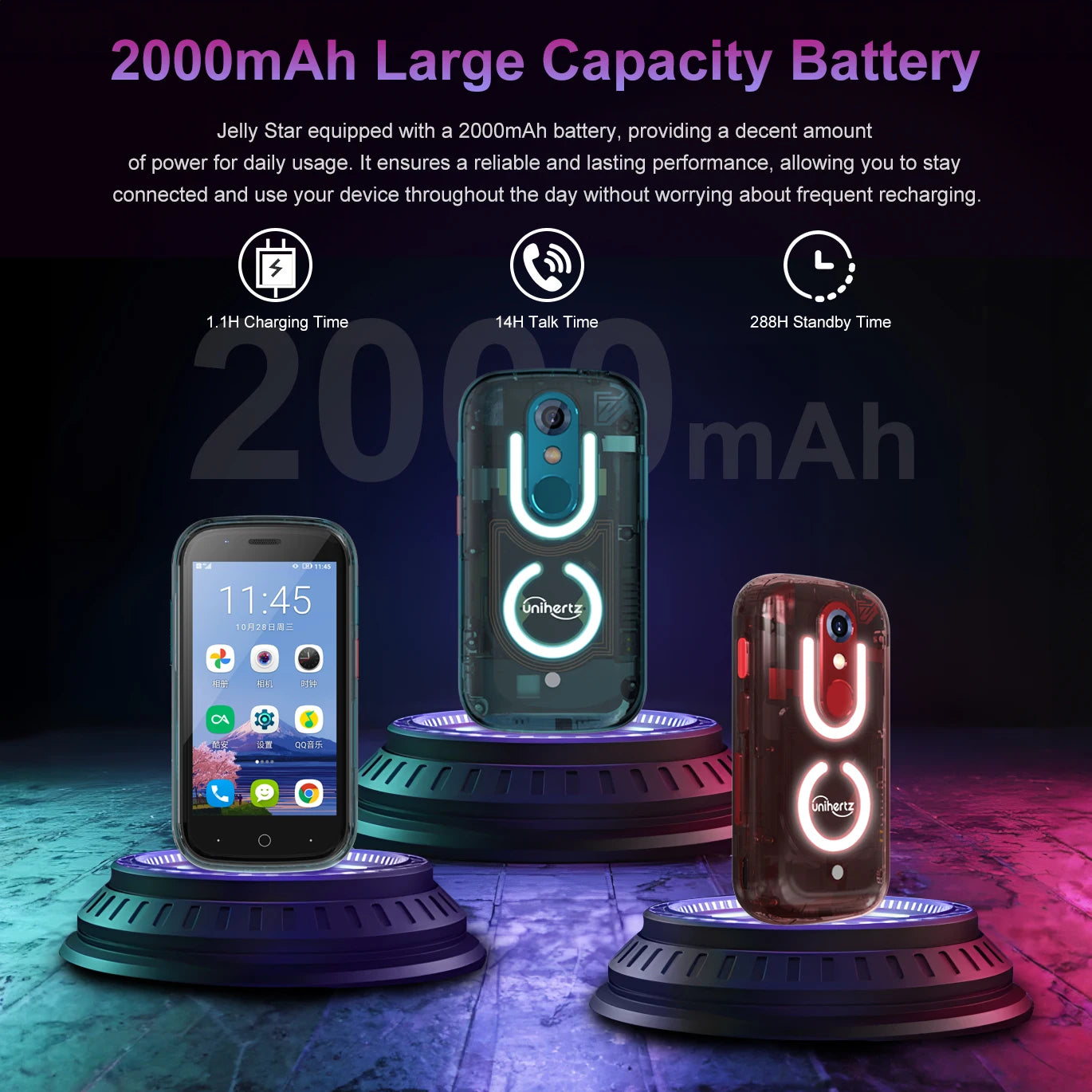 Unihertz Jelly Star Mini Smartphone 8GB 256GB Led Light Unlocked Transparent Backshell Cellphones For Spare Phone - Mleem