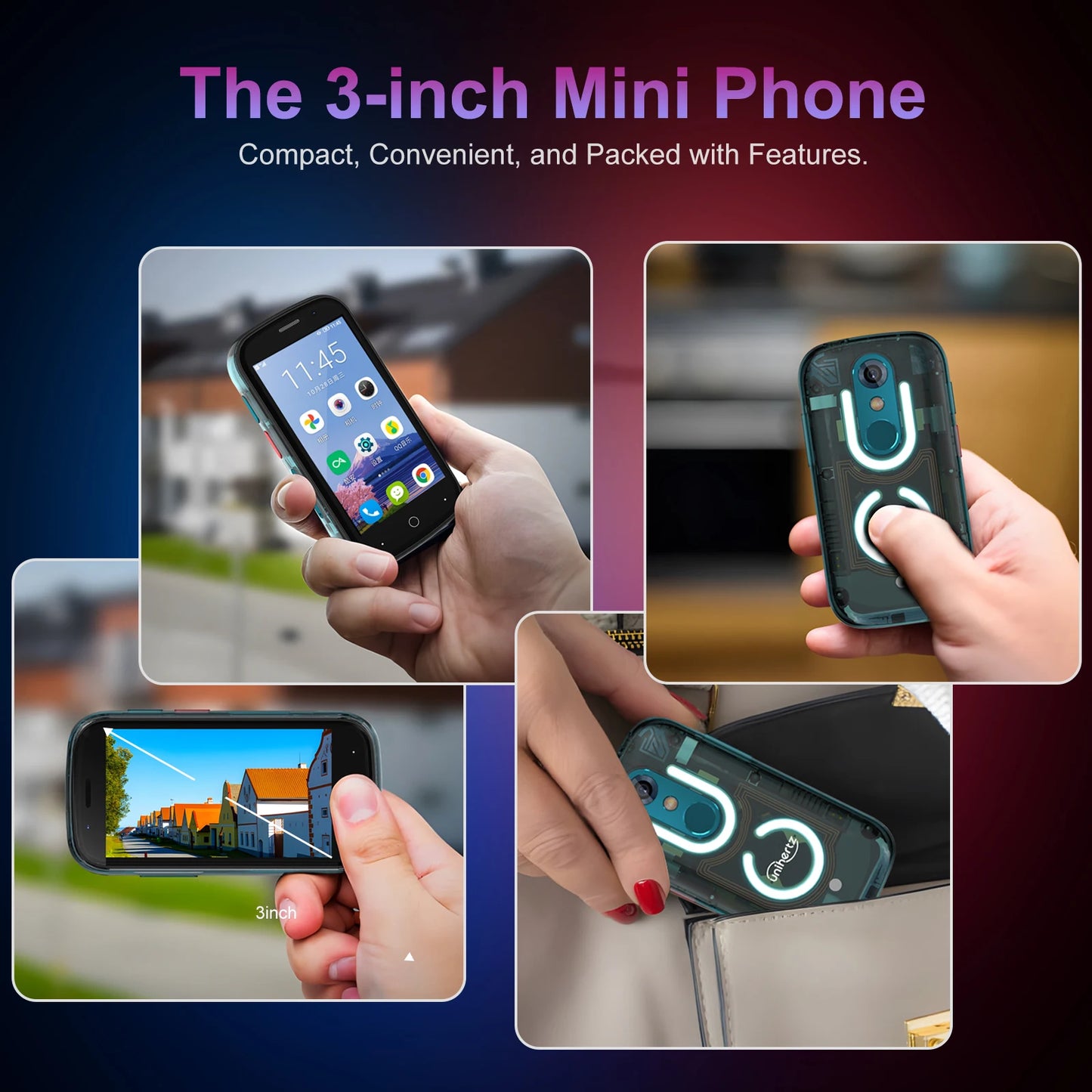 Unihertz Jelly Star Mini Smartphone 8GB 256GB Led Light Unlocked Transparent Backshell Cellphones For Spare Phone - Mleem