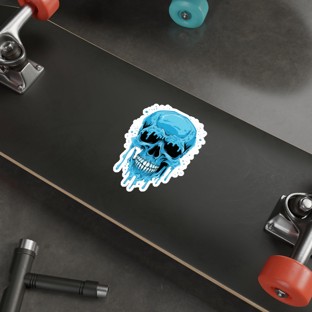 Cool Blue Skull Die-Cut Stickers, Edgy Stickers for Laptop, Car Decals, Halloween Party Decor, Gift for Teens