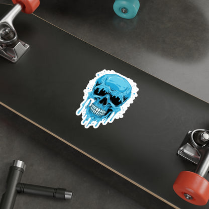 Cool Blue Skull Die-Cut Stickers, Edgy Stickers for Laptop, Car Decals, Halloween Party Decor, Gift for Teens