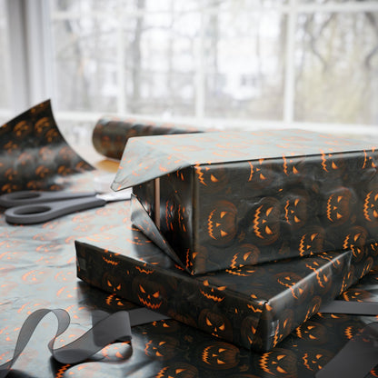 Halloween Pumpkin Wrapping Paper, Festive Gift Wrap for Fall Celebrations, Unique Holiday Supplies, Trick-or-Treat Decor, Party Favors
