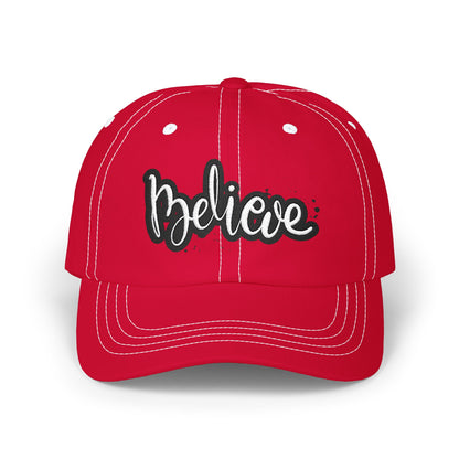 Believe Classic Dad Cap, Motivational Hat, Gift for Dad, Casual Cap, Summer Accessory, Adjustable White Cap