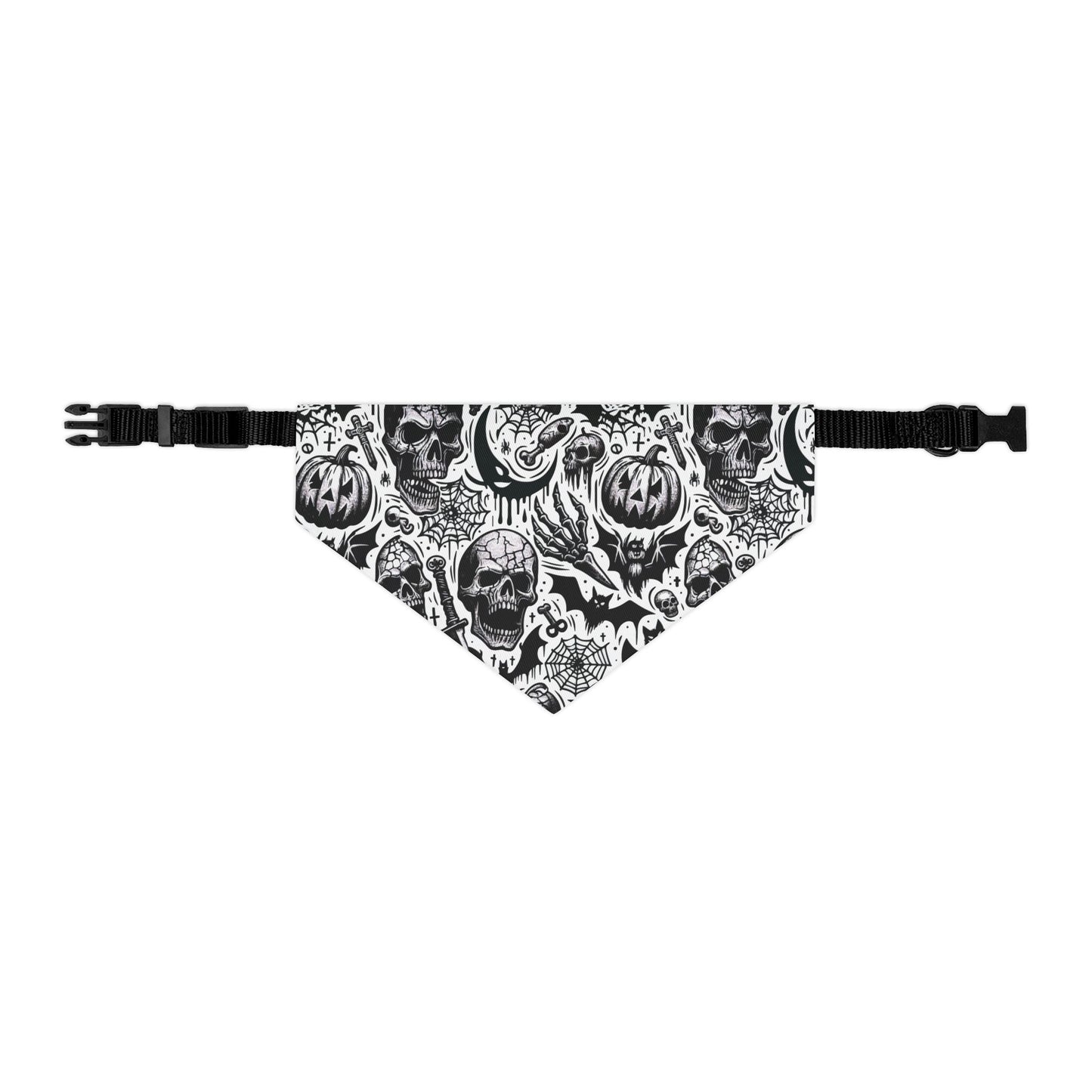 Pet Bandana Collar with Halloween Skull Design, Dog Accessory, Pet Costume, Spooky Outfit, Gift for Dog Lovers, Halloween Decor