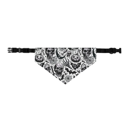 Pet Bandana Collar with Halloween Skull Design, Dog Accessory, Pet Costume, Spooky Outfit, Gift for Dog Lovers, Halloween Decor