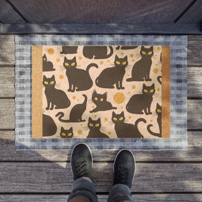 Whimsical Cat Doormat - Cute Decorative Entrance Mat, Purr-fect for Cat Lovers, Pet-Themed Gift, Halloween Decor, Everyday Home Use